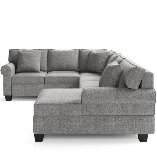 Photo 1 of 113*87.8" 3 pcs Chenille Sectional Sofa Upholstered Rolled Arm&nbsp;Classic Chesterfield Sectional Sofa INCOMPLETE