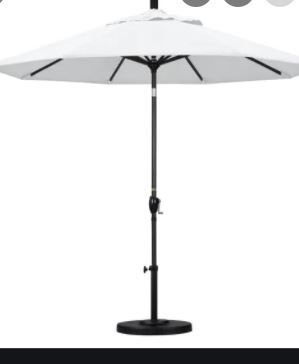 Photo 1 of 9 ft Aluminum Push Tilt Patio Umbrella in White Olefin