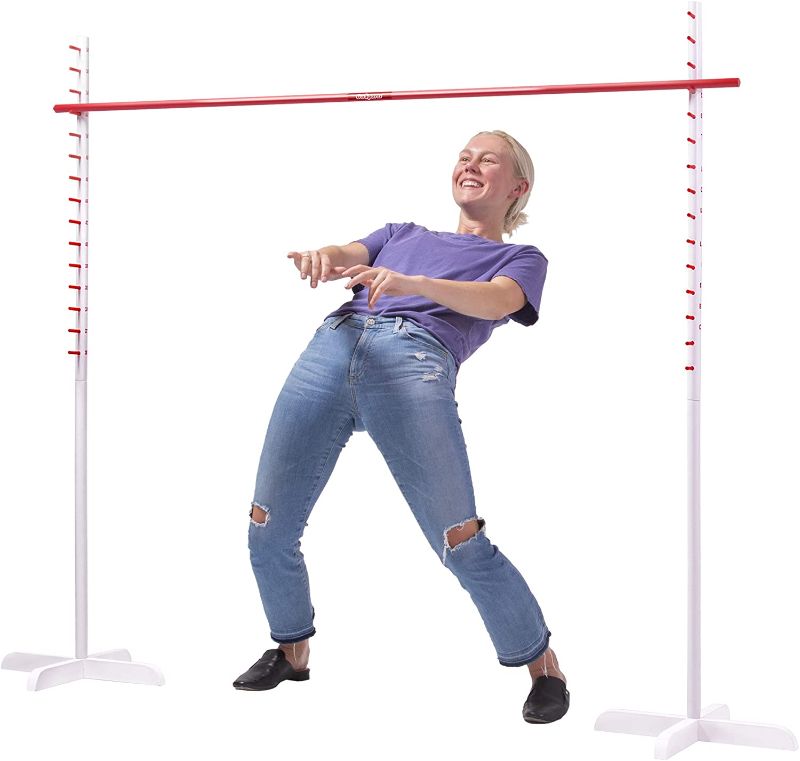 Photo 1 of GoSports Get Low Limbo Premium Wooden Limbo Game, Sets up in Seconds - Fun for Kids & Adults, White, Red
