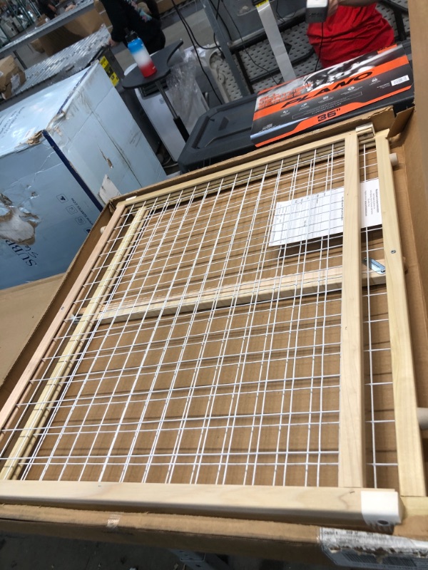 Photo 1 of 50" Wide Extra Wide Wire Mesh Baby Gate: Installs in Extra Wide Opening in Second Without damaging Wall. Pressure Mount. Fits 29.5"-50" Wide (32" Tall, Sustainable Hardwood)

