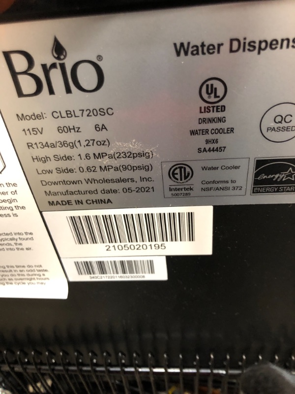 Photo 6 of Brio Moderna Bottom Load Water Cooler Dispenser - Tri-Temp, Adjustable Temperature, Self-Cleaning, Touch Dispense, Child Safety Lock, Holds 3 or 5 Gallon Bottles, Digital Display and LED Light
