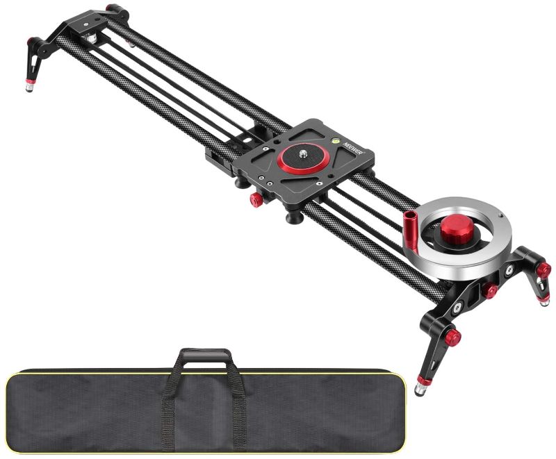 Photo 1 of ***GOOD CONDITION***
 Camera Slider Video Track Dolly Rail Stabilizer: 31-inch/80cm, Flywheel Counterweight with Light Carbon Fiber Rails, Adjustable Legs, Carry Bag, DSLR Camera Camcorder Track for Filming
