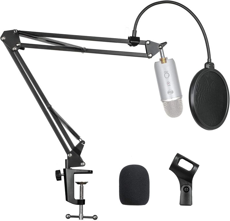 Photo 1 of Pipishell Microphone Stand, Mic Stand with Pop Filter and Mic Holder, 5/8”Screw for Blue Yeti, Snowball, Spark, Yeti x and All Other Microphones -PIMS01
