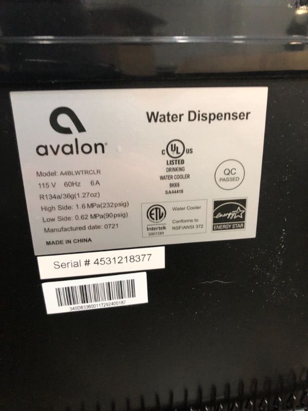 Photo 6 of ***DENTED/OUT OF PLACE WHERE SHOWN***
Avalon Bottom Loading Water Cooler Water Dispenser with BioGuard- 3 Temperature Settings - Hot, Cold & Room Water, Durable Stainless Steel Construction, Anti-Microbial Coating- UL/Energy Star Approved