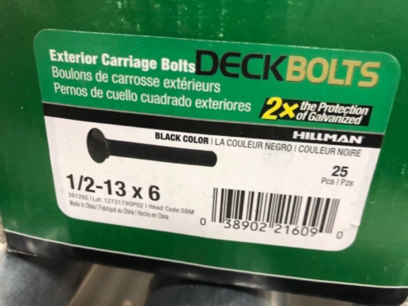 Photo 3 of 1/2 in.-13 x 6 in. Black Deck Exterior Carriage Bolts 1 box
