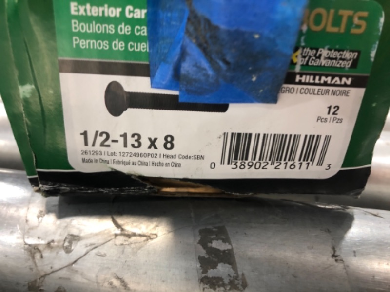 Photo 3 of 1/2 in.-13 x 8 in. Black Exterior Carriage Bolts (12-Pack)
