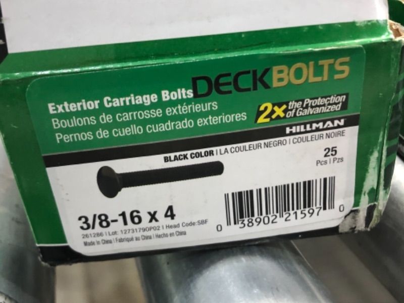 Photo 3 of 3/8 in.-16 x 4 in. Black Exterior Carriage Bolts 2 pack 
