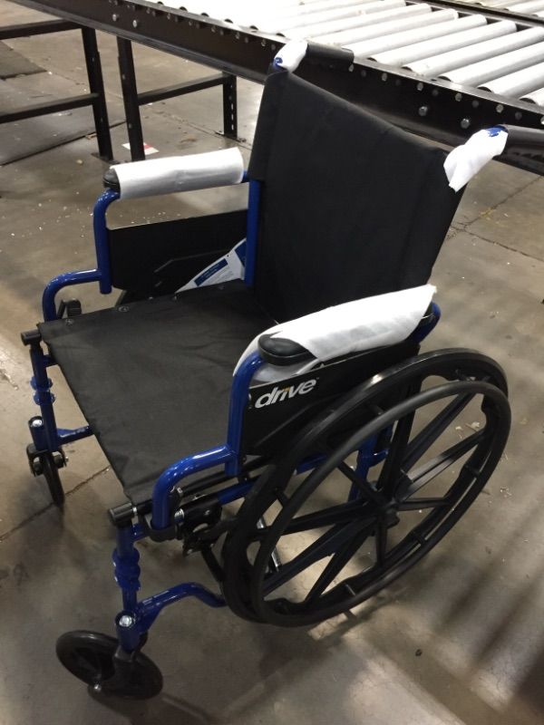 Photo 2 of Drive Medical Blue Streak Wheelchair with Flip Back Desk Arms, Elevating Leg Rests, 18 inch Seat