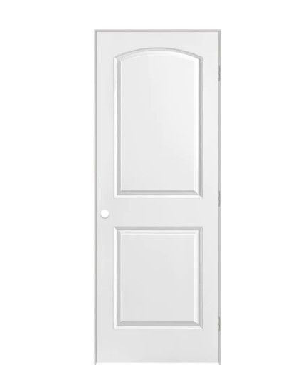 Photo 1 of 32 in. x 80 in. Roman 2-Panel Round Top Left-Handed Hollow-Core Smooth Primed Composite Single Prehung Interior Door
