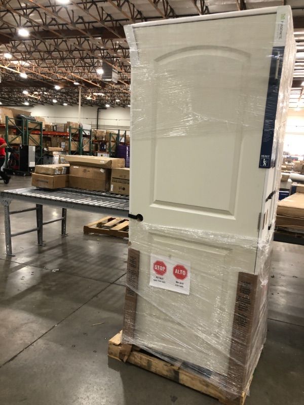 Photo 3 of 32 in. x 80 in. Roman 2-Panel Round Top Right-Handed Hollow-Core Smooth Primed Composite Single Prehung Interior Door
