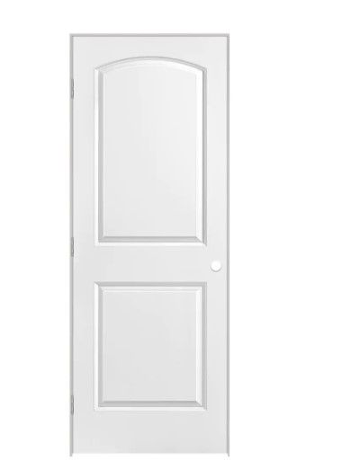 Photo 1 of 32 in. x 80 in. Roman 2-Panel Round Top Right-Handed Hollow-Core Smooth Primed Composite Single Prehung Interior Door
