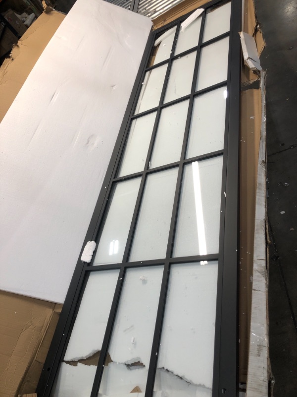 Photo 4 of  24 X 84inch Steel Framed Slab Interior Clear Tempered Glass Sliding Barn Door Panel,Prehung Door Slab