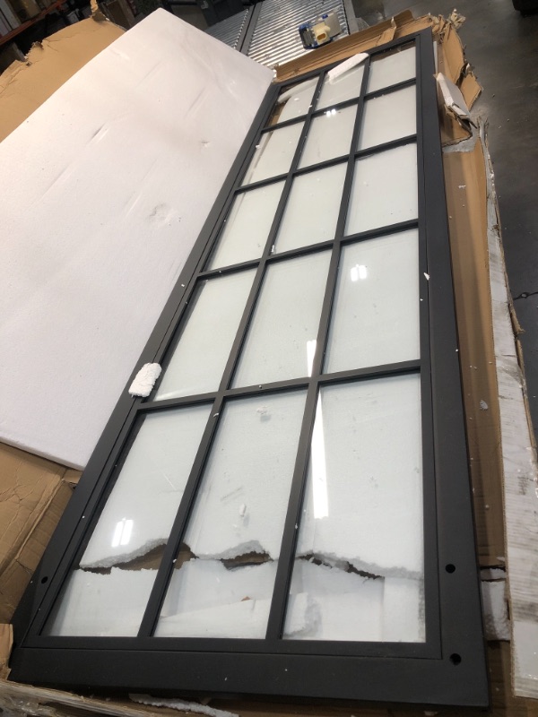 Photo 3 of  24 X 84inch Steel Framed Slab Interior Clear Tempered Glass Sliding Barn Door Panel,Prehung Door Slab