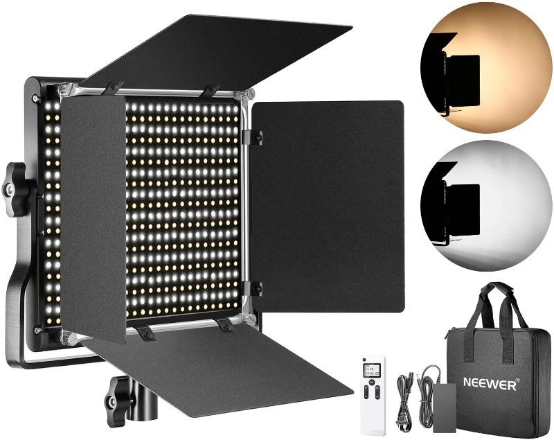 Photo 1 of Neewer Advanced 2.4G 660 LED Video Light, Dimmable Bi-Color LED Panel with LCD Screen and 2.4G Wireless Remote for Portrait Product Photography.