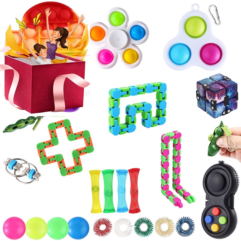 Photo 1 of 27 pcs Fidget Packs with Bubble Sensory Fidget Toys Set for Adults Kids Relieves Stress and Anxiety Fidget Toy Pack for Kids Birthday Return Party Favors