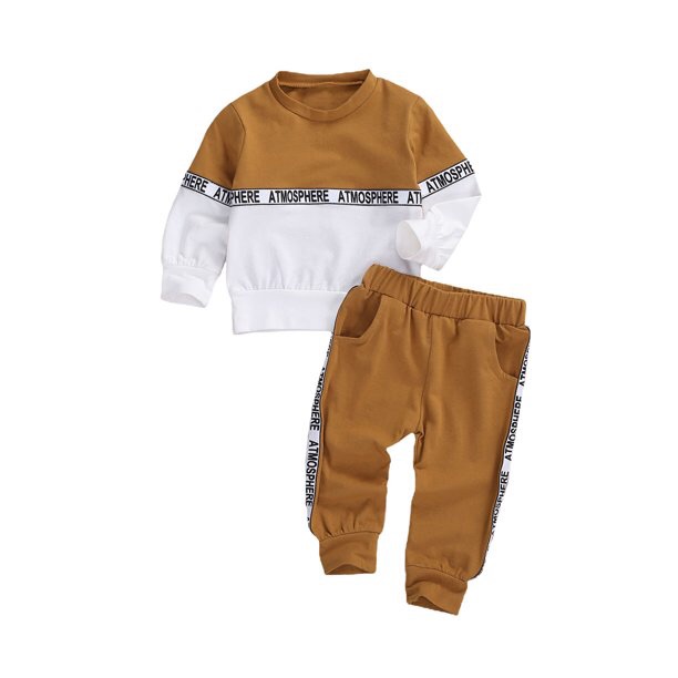 Photo 1 of Unisex Toddler Baby Boy Girl Spring Fall Winter Clothes Long Sleeve T-Shirt Tops+Long Pants Two Piece Solid Outfit-6-8 months 