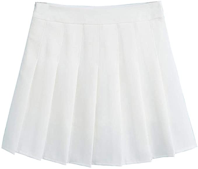 Photo 1 of ZHANCHTONG Women's High Waist A-Line Pleated Mini Skirt Short Tennis Skirt-XL WHITE-