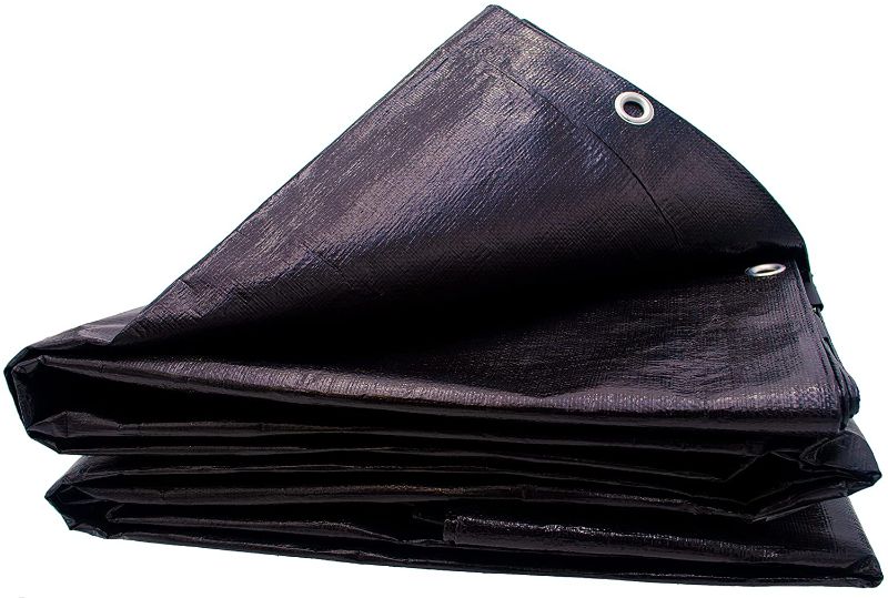 Photo 1 of 20 Ft. X 20 Ft. Heavy Duty 6 Oz. Black Poly Tarp