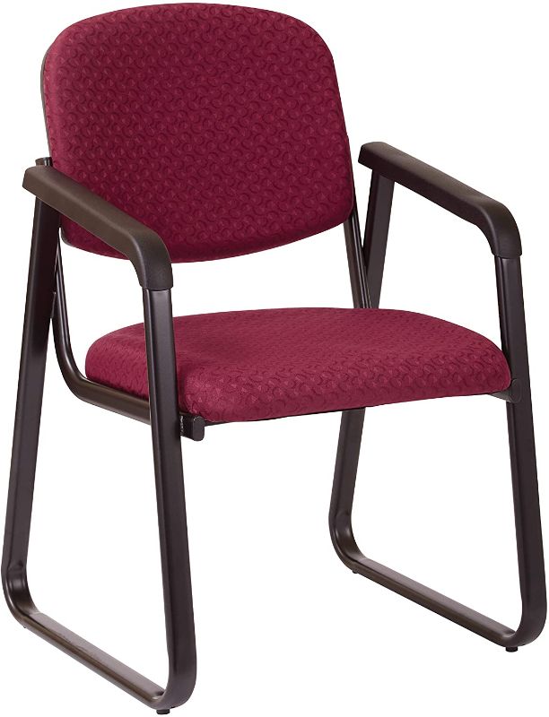 Photo 1 of Office Star Deluxe Sled Base Fabric Visitors Chair with Designer Plastic Shell Back, Cabernet, Black (V4420-74)