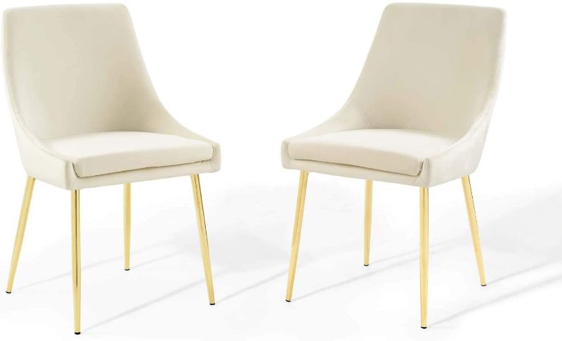 Photo 1 of 
Modway Viscount Performance Velvet Dining Chairs - Set of 2, Gold Ivory
