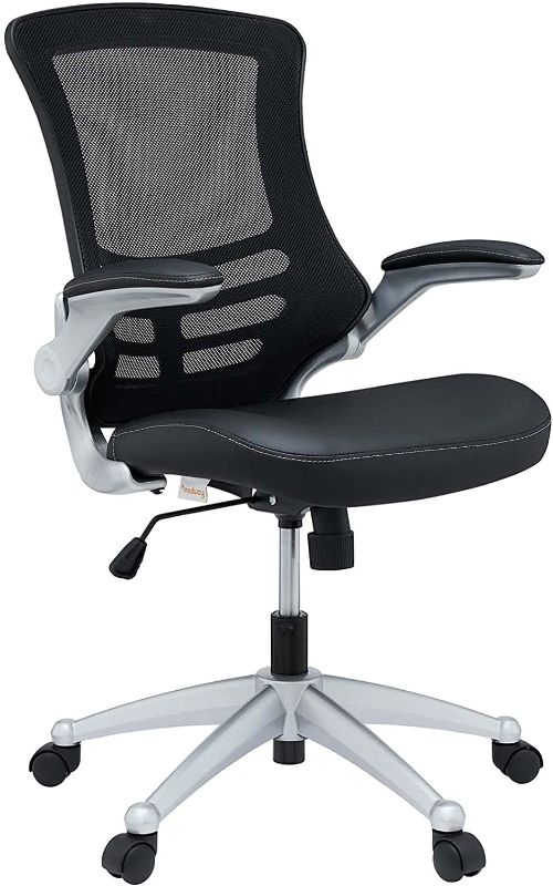 Photo 1 of Modway Attainment Mesh Back and Vinyl Seat Modern Office Chair in Black
