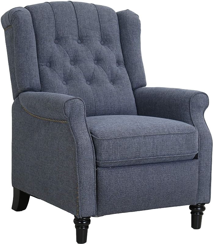 Photo 1 of ***PHOTO FOR REFERANCE/NOT EXACT*** Amazon Brand – Ravenna Home Pritchard Classic Recliner with Nailhead Trim (29.1"W) - Blue
