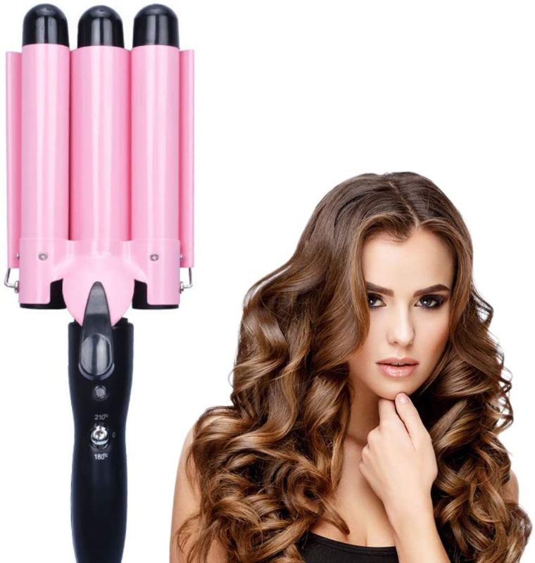 Photo 1 of Hair Curling Iron 3 Barrel Wand 26mm Hair Waver Curling Iron Professional Curling Wand Temperature Adjustable Heat Up Quickly Hot Tools(red)
