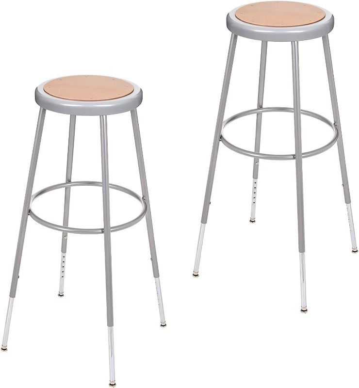 Photo 1 of 2 Pack- OEF Furnishings Height Adjustable Grey Shop Stool 30 high