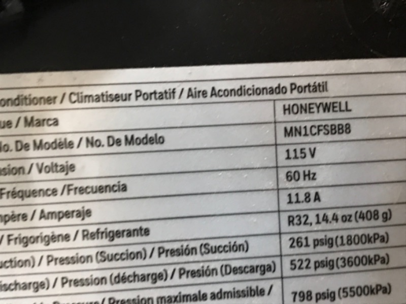 Photo 2 of Honeywell Classic Portable Air Conditioner with Dehumidifier & Fan, Cools Rooms Up to 500 Sq. Ft. with Drain Pan & Insulation Tape, (Black) MN1CFSBB8, 29.400
