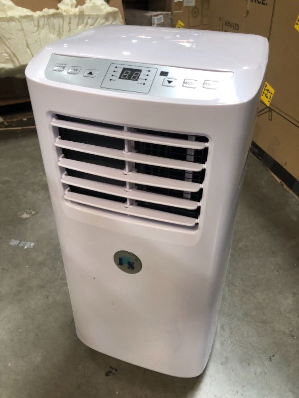 Photo 1 of JHS 8,000 BTU Small Portable Air Conditioner 3-in-1 Floor AC Unit with 2 Fan Speeds, Remote Control and Digital LED Display, Cover up to 200 Sq. Ft, White
