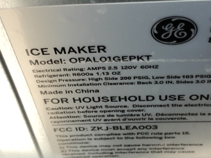 Photo 8 of ***PARTS ONLY*** GE Profile Opal | Countertop Nugget Ice Maker with Side Tank | Portable Ice Machine with Bluetooth Connectivity | Smart Home Kitchen Essentials | Stainless Steel Finish | Up to 24 lbs. of Ice Per Day
