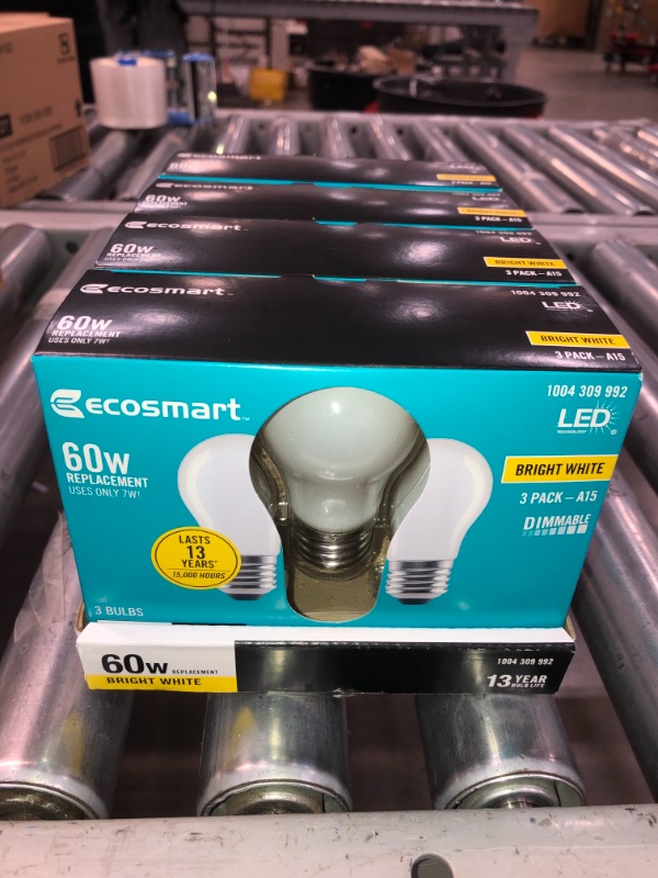 Photo 2 of 60-Watt Equivalent A15 Dimmable Frosted Glass Filament LED Vintage Edison Light Bulb Bright White (3-Pack)
