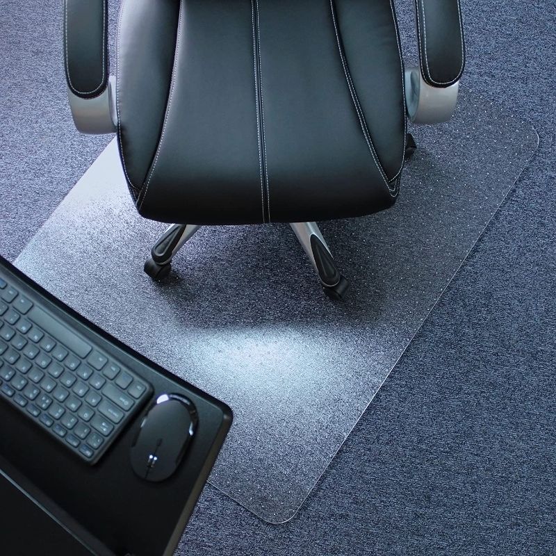 Photo 1 of Marvelux 48" x 60" Heavy Duty Polycarbonate Office Chair Mat for Low, Standard and Medium Pile Carpeted Floors | Rectangular Transparent Carpet Protector | Multiple Sizes
