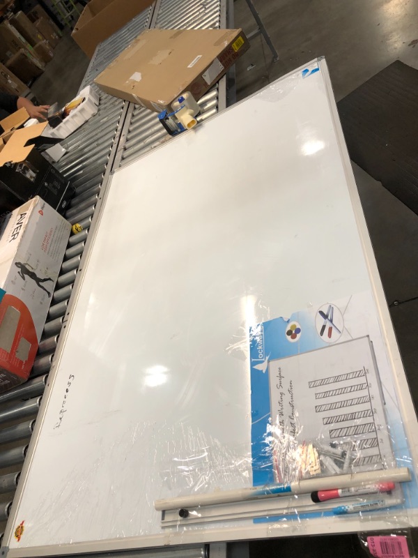 Photo 2 of Large 60" x 40" Magnetic Dry Erase White Board - Wall Mounted Whiteboard with Pen Tray, Aluminum Message Presentation Memo Board for Office & School
