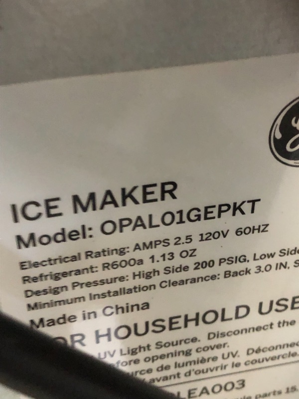 Photo 5 of *Not functional* *For parts*
GE Profile Opal | Countertop Nugget Ice Maker with Side Tank | Portable Ice Machine with Bluetooth Connectivity | Smart Home Kitchen Essentials | Stainless Steel Finish | Up to 24 lbs. of Ice Per Day

