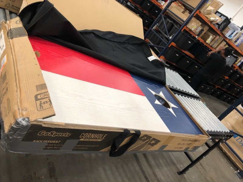 Photo 1 of GoSports Flag Series Wood Cornhole Sets – Choose between American Flag and State Flags – Includes Two Regulation Size 4’ x 2’ Boards, 8 Bean Bags, Carrying Case and Game Rules
