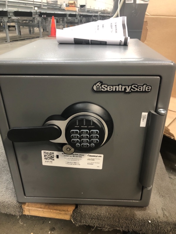 Photo 2 of Sentry Fire-Safe Electronic Lock Business Safes, Grey LOCKED NEEDS BATTERIES.