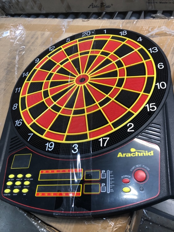 Photo 2 of Arachnid Cricket Pro 450 Electronic Dartboard Features 31 Games with 178 Variations and Includes Two Sets of Soft Tip Darts , Black/Red, 19.00 x 1.00 x 19.00 inches
MISSING DARTS.