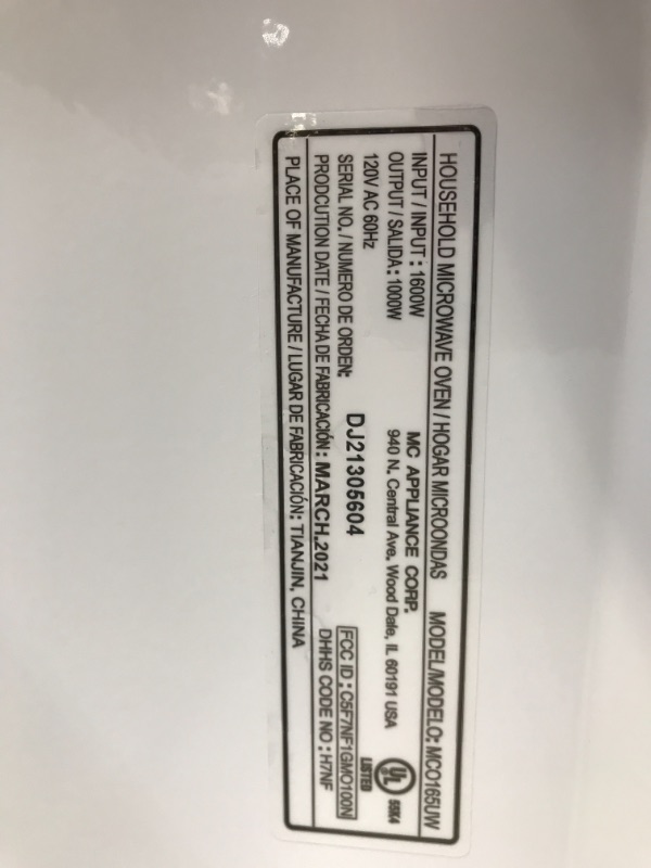 Photo 4 of 1.6 cu. ft. Over the Range Microwave in White
