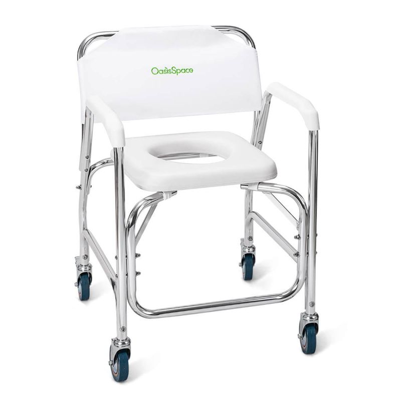 Photo 1 of 400LBS Capacity Rolling Shower Chair with Wheels
