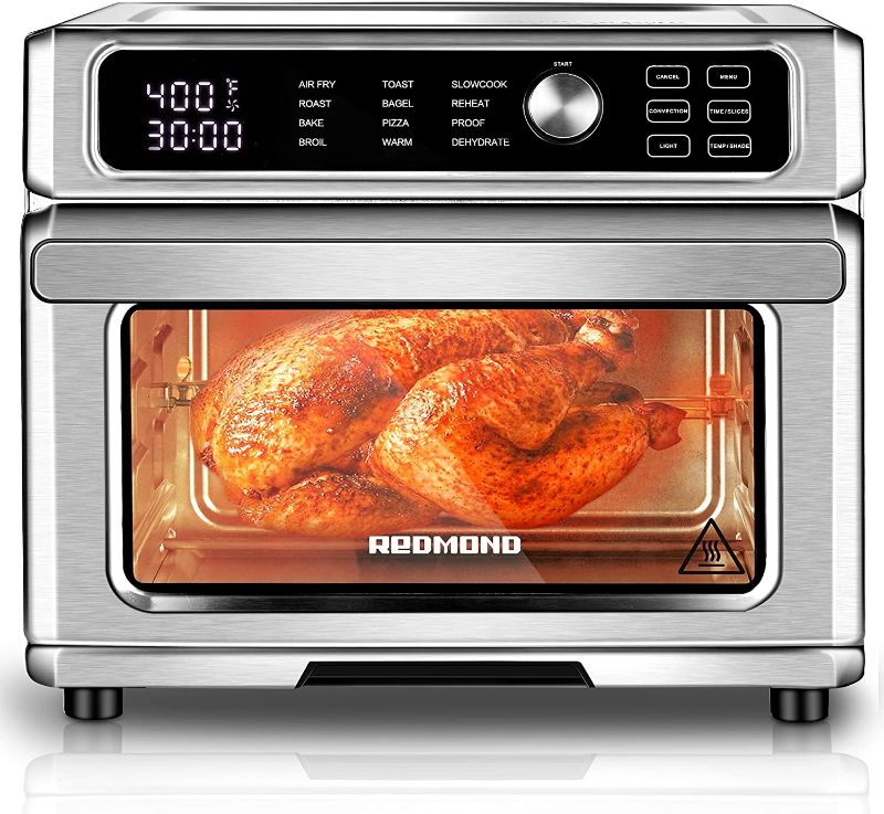 Photo 1 of REDMOND Air Fryer Toaster Oven 23 Quart,12 in 1 Air Fryer Oven Dehydrator,1700W Toaster Oven Air Fryer Combo, Digital Convection Oven with 360°Hot Air Circulation, Slidable Crumb Tray,7 Accessories
