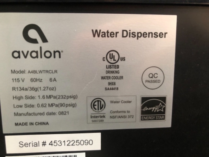 Photo 1 of Avalon A4BLWTRCLR Water Dispenser, 3 or 5 Gallon Bottle, Stainless Steel & Black & New Wave Enviro Products BPA Free Tritan Bottle, 5-Gallon