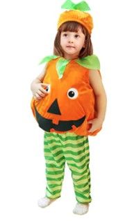 Photo 1 of 3-4T Girls Pumpkin Costume, Boys Outfit Toddler Kids Baby Lantern Faces Fancy Dress up for Halloween Party
