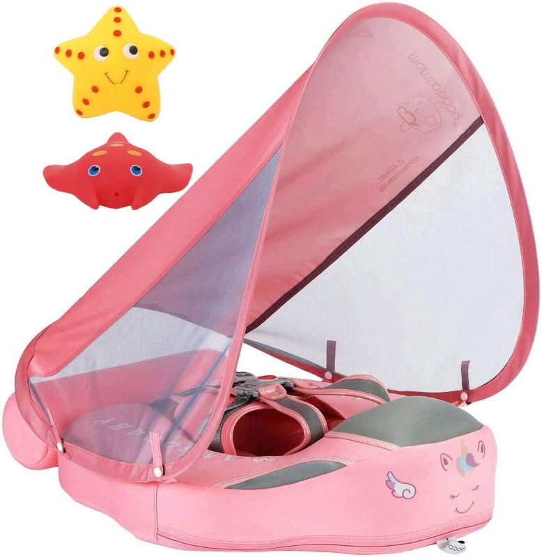 Photo 1 of canopy only !! VQ-Ant Newest Size Improved Add Tail Never Flip Over Mambobaby Solid Swimming Float Non Inflatable Swim Trainer Pool Floa with Canopy (Pinkc)
