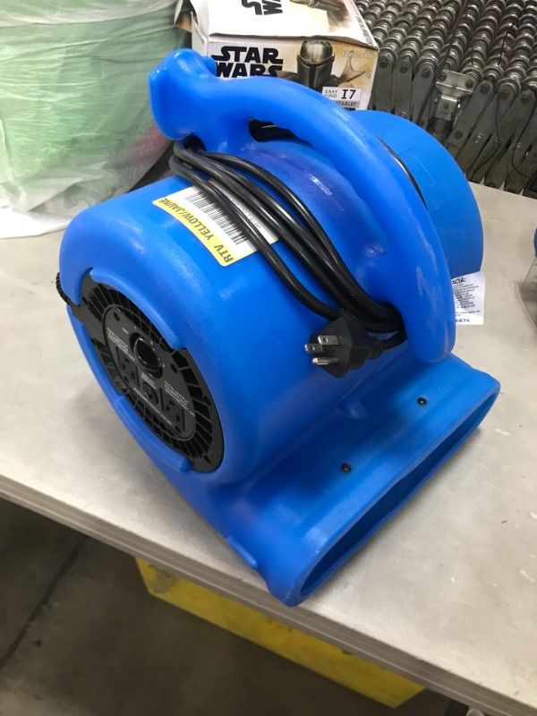 Photo 3 of B-Air VP-25 1/4 HP 900 CFM Air Mover for Water Damage Restoration Equipment Carpet Dryer Floor Blower Fan Home and Plumbing Use, Blue
