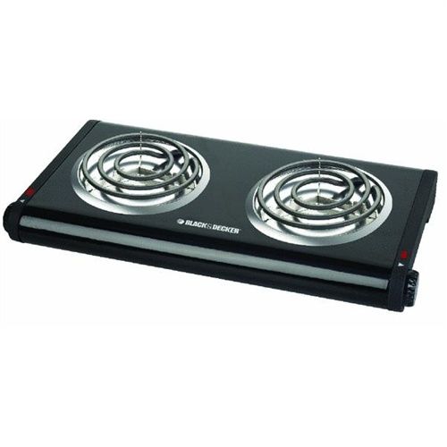 Photo 1 of BLACK+DECKER 2-Burner 12 in. Black Hot Plate with Temperature Controls
