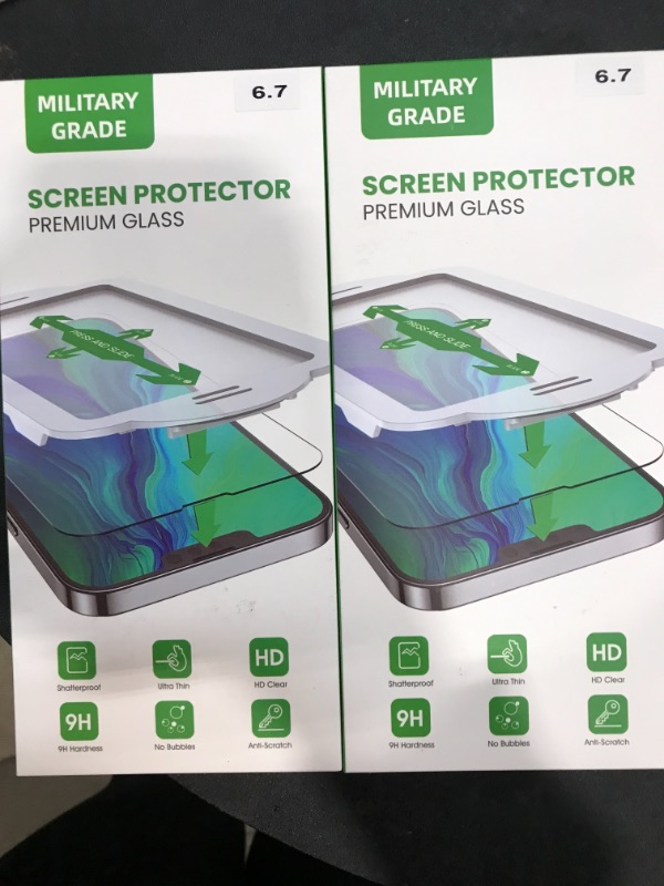 Photo 2 of PACK OF  2- Easyframe Compatible for iPhone 13 Pro Max Screen Protector Tempered Glass, Olsenms 3 Packs Anti Scratch Anti Crack Designed for iPhone 13 Pro Max Screen Protector, 6.7 Inch 9H 2.5D 0.33mm
