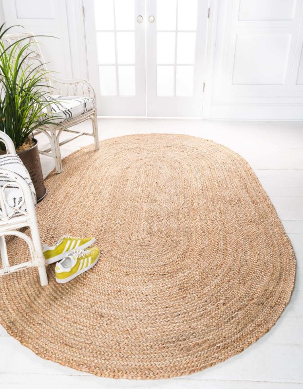 Photo 1 of 3' 3 x 5' Braided Jute Oval Rug