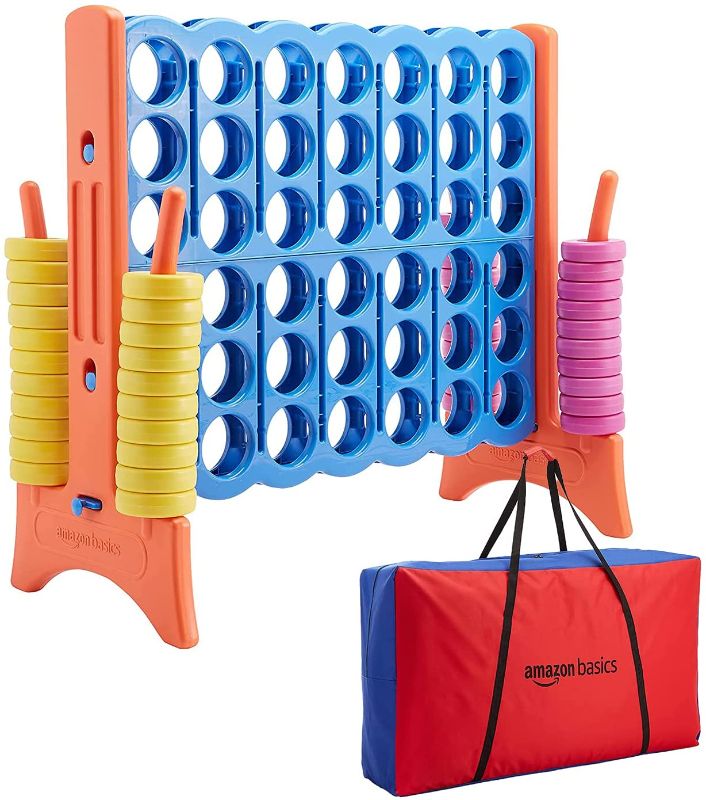 Photo 1 of Amazon Basics Giant BPA-free 4-In-A-Row Premium Plastic Game Set with Carry Bag, Blue&Yellow
