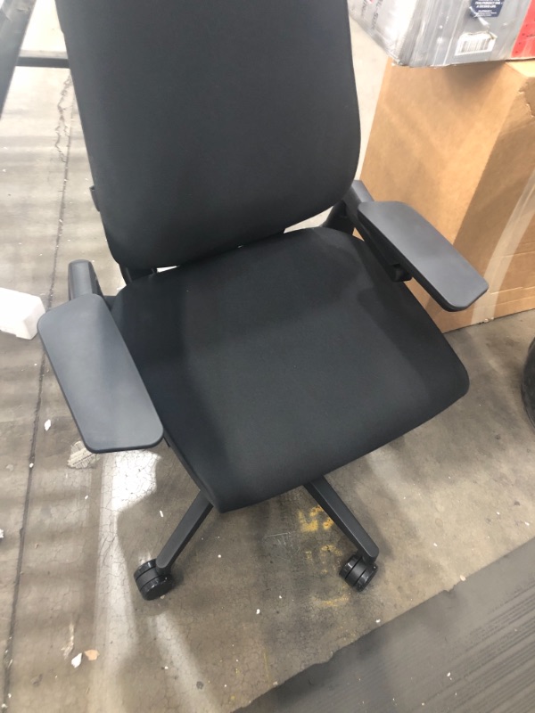 Photo 3 of Steelcase Gesture Office Chair - Cogent: Connect Licorice Fabric, Medium Seat Height, Wrapped Back, Dark on Dark Frame, Lumbar Support
